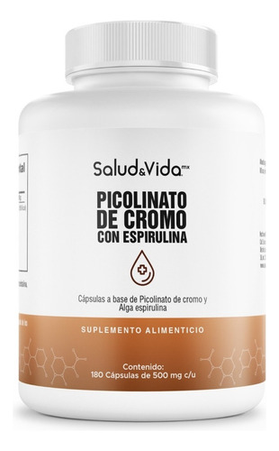 Picolinato De Cromo 1000mcg (125 Mcg Cromo Elemental) por cápsula | 180 Cápsulas | S&V | Oligoelemento Esencial | Sin Gluten y Sin OMG.