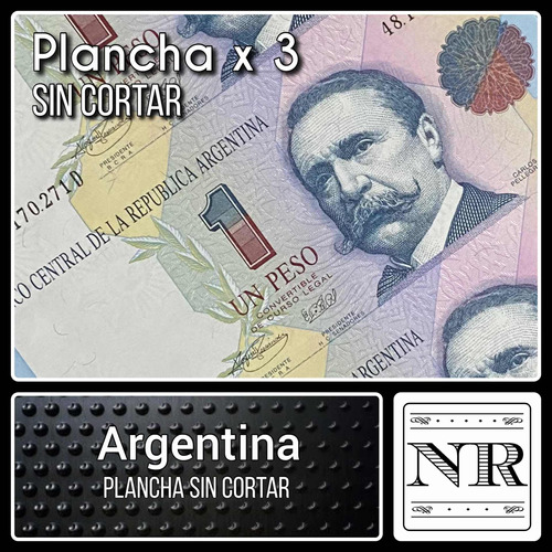 Argentina - 1 Peso - Año 1994 - Plancha X 3 Sin Cortar