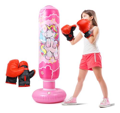 Saco De Boxeo Inflable Para Niños De 47 Pulgadas Con Guantes