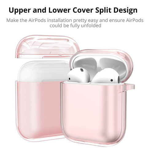 USTIYA Funda Para AirPods 2 Y 1 Case Protector TPU Carcasa Color Transparente Rojo/rosa/mujer Cover