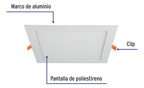 Luminario Ultra Delgado Led 18w Empotrar Cuadrado Luz Cálida Blanco
