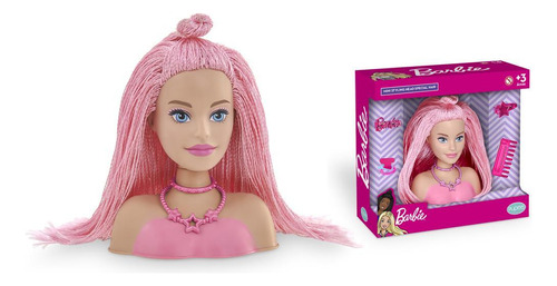 Barbie Mini Styling Head Special Hair Rosa Cabelo De Tricô