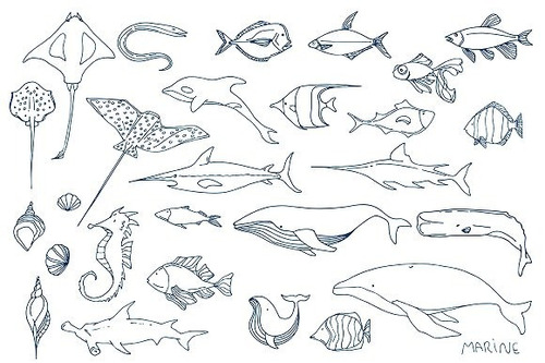 Kit De Imágenes Digitales Animalitos Del Mar Sea Creatures