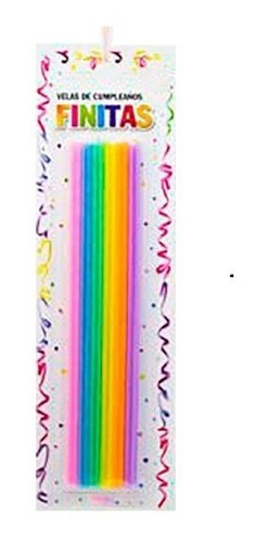 Velas Finitas 17cm Neon Fluo Multicolor - Blister X 24 U