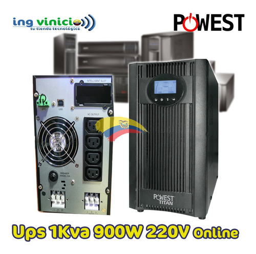 Imagen 1 de 5 de Ups On-line Powest 1kva 1000va 900w 4 Tomas Lcd 220v Bifasic
