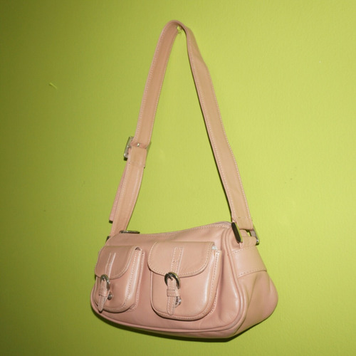 Cartera De Legítimo Cuero Color Rosa. Muy Poco Uso.