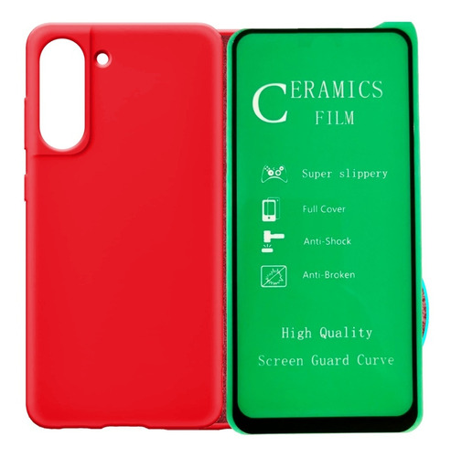 Funda Silicone Case + Vidrio Cerámico Para Samsung S21 Fe