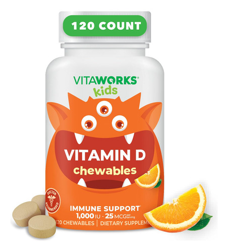 Vitaworks Vitamina D Para Niños 1000 Ui Masticable 120 Tab