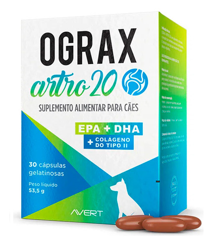 Ograx Artro 20 Suplemento Avert Para Cães 30 Caps.