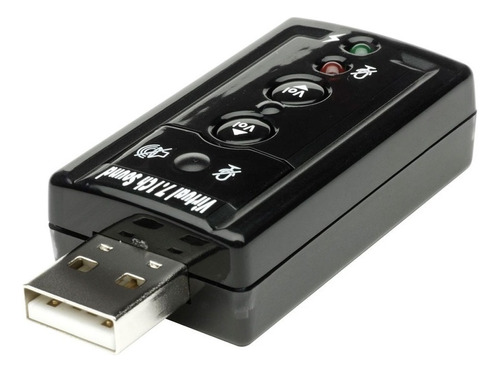 Placa De Sonido Usb 7.1 C/ Control Pc Y Notebook Microcentro Color Negro