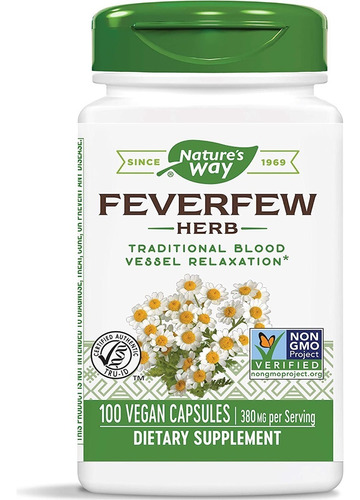 Nature's Way - Feverfew Herb - Hierba Matriarca - 100caps - Sabor Neutro