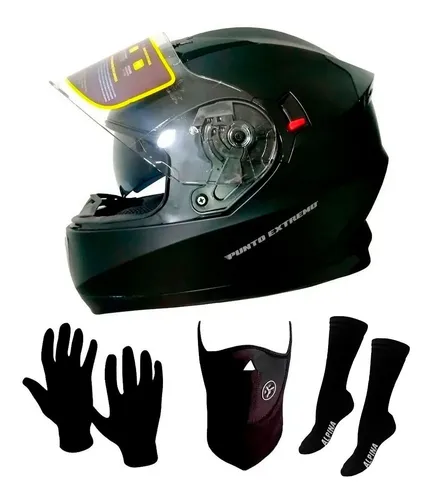 Casco Integral Moto Punto Extremo Retro Ff326 Negro Brillo