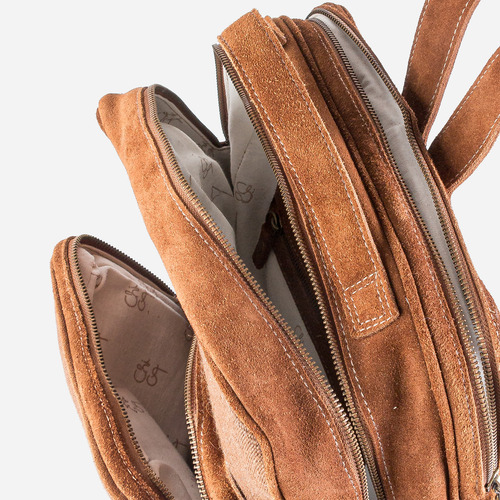 Mochila Cóndor - Cuero Gamuzado Con Tejido Tafetán