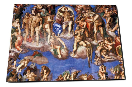 Placa Decorativa Dia Do Juízo Final Michelangelo Arte Quadro Cor Marrom