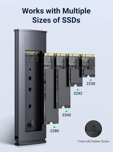 Case Gaveta Externa Para Ssd Ugreen M.2 Nvme 10gbps C/ Cabos