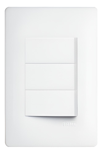 Interruptor Simples Triplo Fame Habitat 4x2 Branco Com Placa