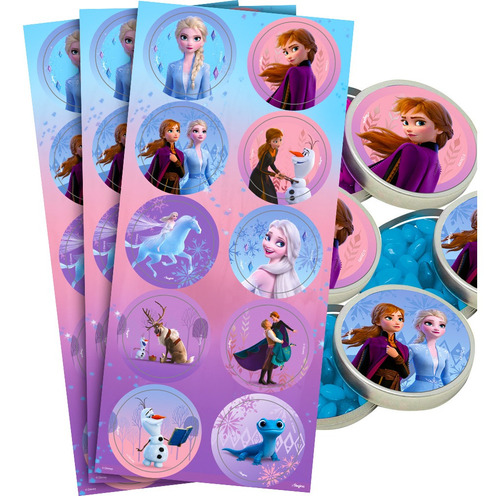 30 Adesivos Frozen Redondo Decoração Festa Aniversário