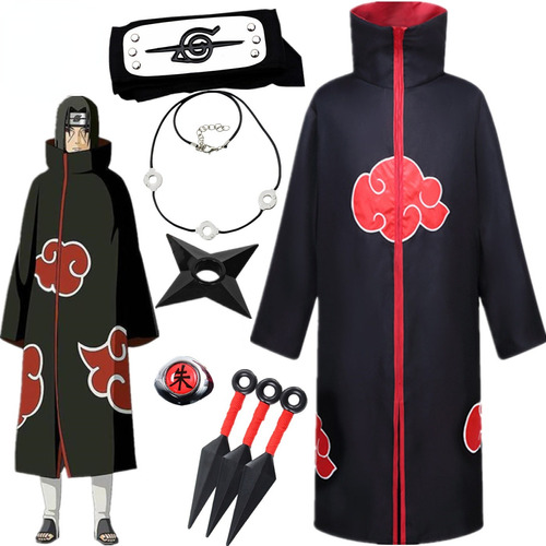 Disfraz De Naruto Akatsuki Ninja Abrigo Capa Cosplay