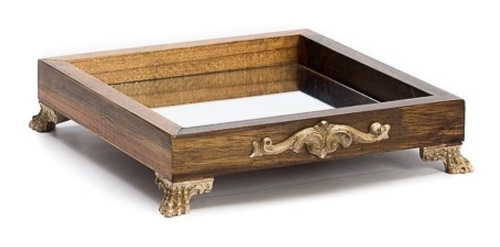 Imagem 3 de 3 de Cesta Bandeja Espelhada Quadrada Tribal M Pinus Luxo 25x25cm