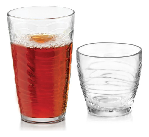 Vasos Crisa Orbita 535 Ml Y 340 Ml De Vidrio 16 Pz