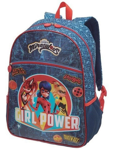 Mochila De Costas Miraculous Ladybug Girl Power Pacific Cor Azul