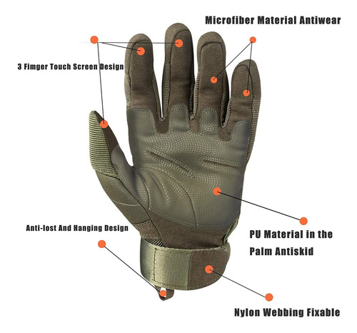 Hikeman - Guantes De Estilo Táctico Militar, Completos, Refu