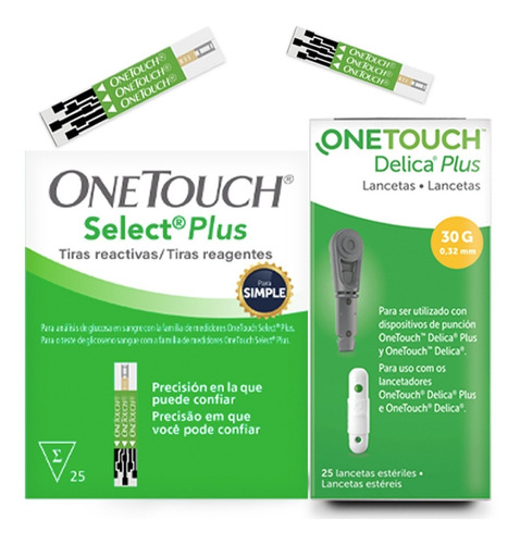 Onetouch Select Plus Simple Paquete Con 25 Tiras 25 Lancetas