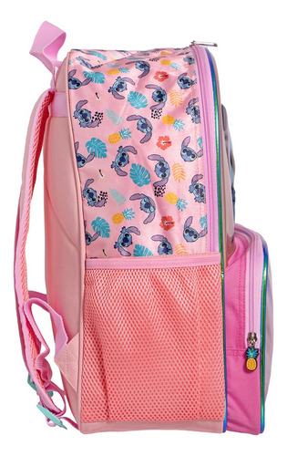 Kit Mochila Stitch Lapicera Original Ruz Primaria 967 Ruedas Rosa Rosa