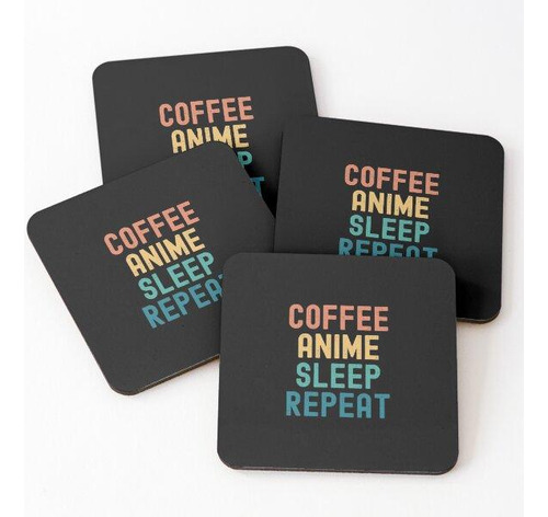 Set Posavasos Coffee Anime Sleep Repeat - Anime Divertido Y