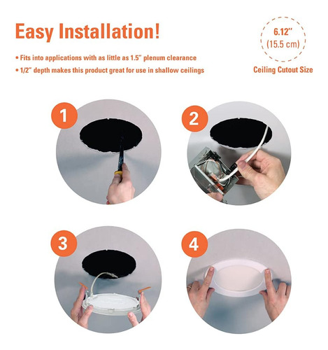Luz Led Empotrable De Disco De Techo Y Ducha De 6 Pulgadas -