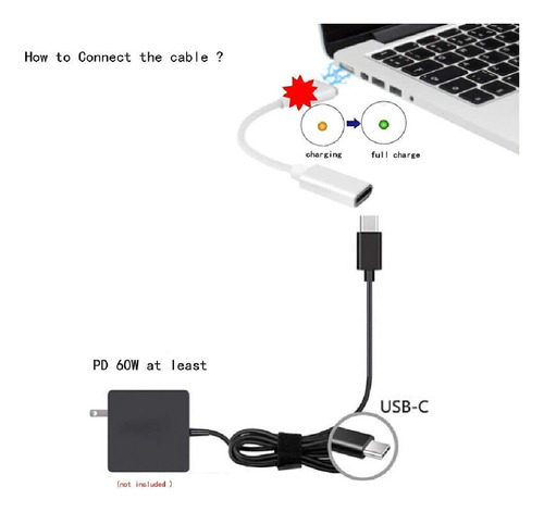 Convertidor De Cable De Carga Usb C Hembra A Punta Magn...