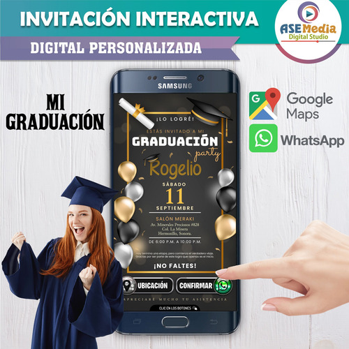 Invitación Digital Mi Graduación Botones Interactivos Mapa Mi Fiesta De Graduación Botones De Ceremonia Y Confirmar