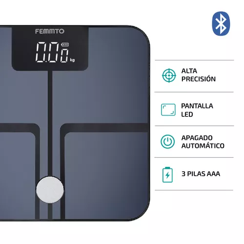 Balanza Digital Inteligente Personas Baño Bluetooth Gris Osc