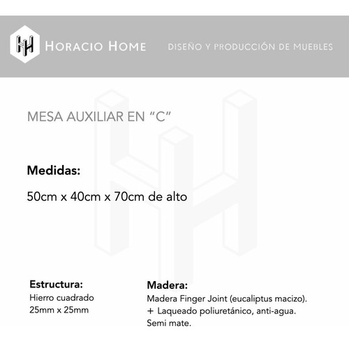 Imagen 6 de 8 de Mesa De Arrimo Auxiliar Living Hierro Madera - Horacio Home