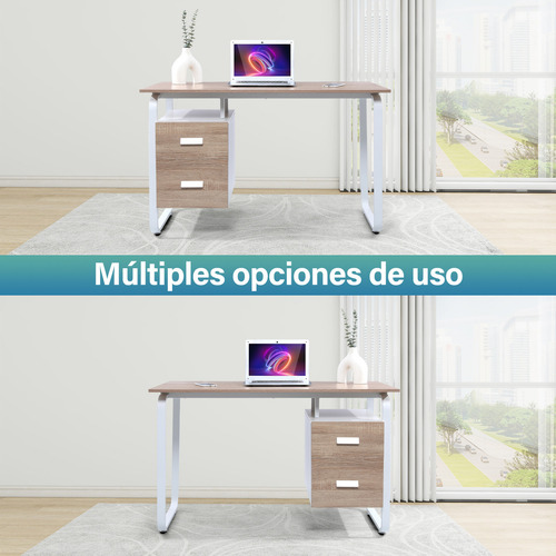 Guogo Mesa De Estudio De Oficina Minimalista Escritorio Con Dos Cajones Estudio Para Oficina En Casa Escritorios Modernos Escritorio Blanco