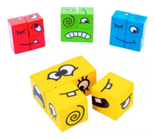 Juego De Mesa Puzzle Bloques De Expresiones En Madera Niños