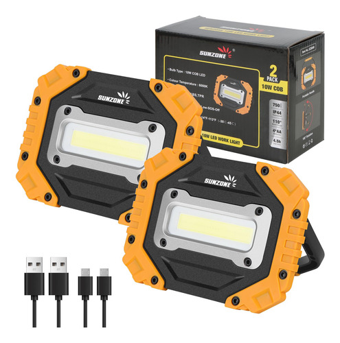 Luz De Trabajo Recargable 2pcs Impermeable Linterna Led
