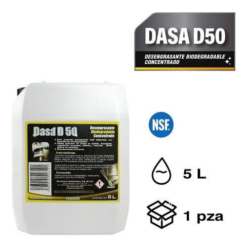 Imagen 2 de 2 de Dasa D50 | Desengrasante Biodegradable Concentrado | 5lt