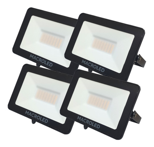 Pack X 4 Reflectores Luz Fria Led 50w Macroled Ip65 