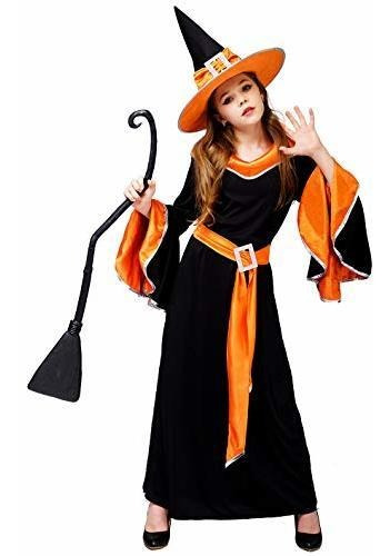 Disfraz Talla (7-9 Años) Para Niña De Bruja Halloween