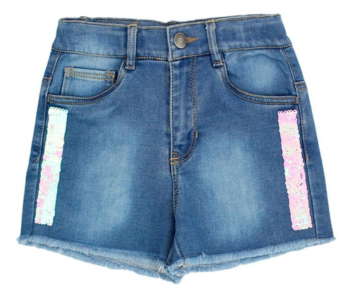 Short De Mezclilla Con Lentejuelas Para Niña 2-4-6 Años