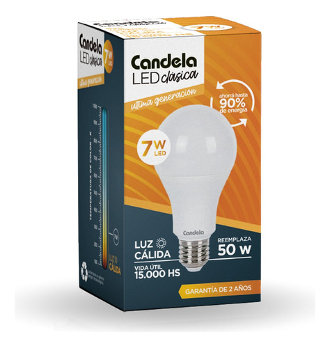 Lampara Led 7w Luz Calida Alta Potencia = 50w Candela X 5un