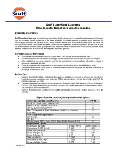 Kit 12 Óleo Lubrificante Gulf Sae 15w40 Ci4 Diesel Mineral