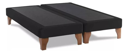 Base Dividida Cama Europea 2 Plazas 150x190 Cm Negro Felpa