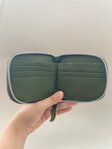 Billetera Pocket Cuero Ecológico Verde Musgo Verde Musgo Liso