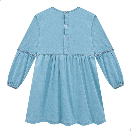 Vestido Infantil Kukiê Mangas Longas Jeans Festa Moderno