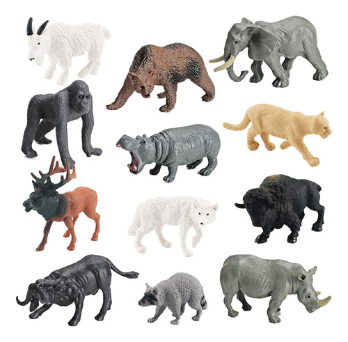 12x Figuritas De Animales Silvestres, Juego De Estilo D