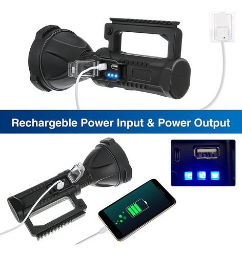 H Linterna Led De Largo Alcance De 600 Metros+usb+trípode A