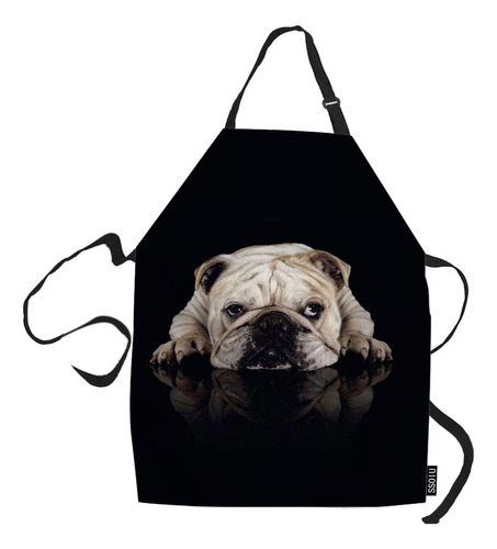 Ssoiu Bulldog Delantal De Cocina, Pequeno Perro Divertido Bu