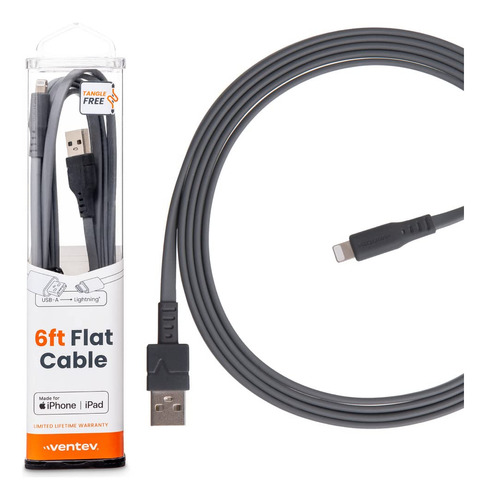 Ventev Cargador Plano Para iPhone De 6 Pies | Cable Usb-a A